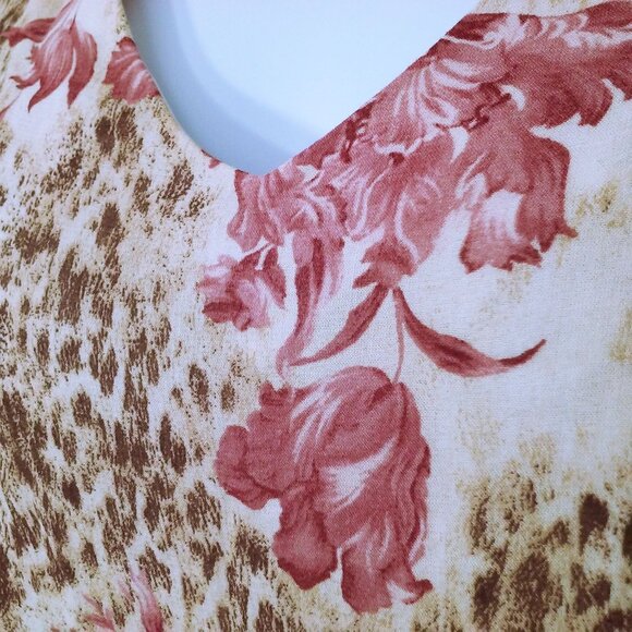 Ronni Nicole Ouida Floral Maxi Shift Dress -16 Ruffle Cap SSL Vneck Animal Pink - Picture 6 of 12